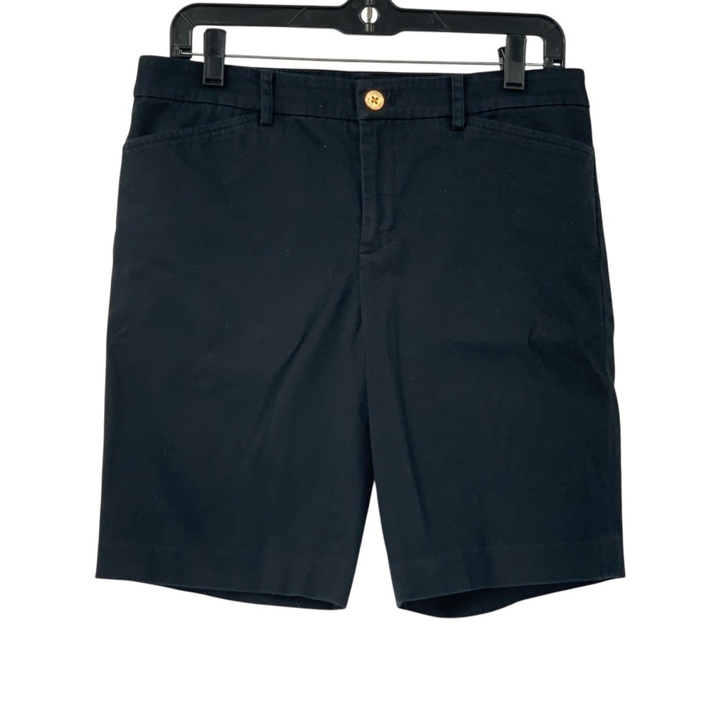 Lauren Ralph Lauren Womens Black Stretch Cotton Flat Front Bermuda Shorts Size 6